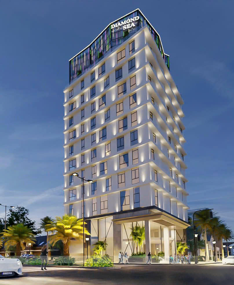 Nội thất phòng khách sạn Diamond Sea, thi công ván công nghiệp hiện đại